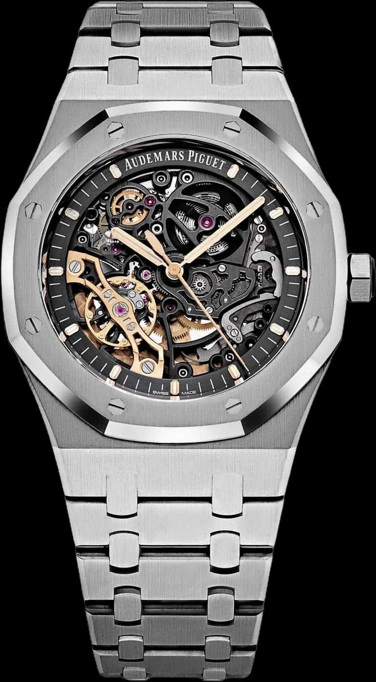 Audemars Piguet Royal Oak Double Balance Wheel Openworked in stainless steel, dial straight on